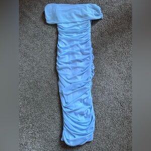 Light Blue Off Shoulder Ruched Fashion Nova Dress (NWOT)